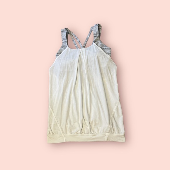 Lululemon Athletica 2-In-1 Workout Tank Top | White and Gray | Size 6, Medium - Picture 2 of 8